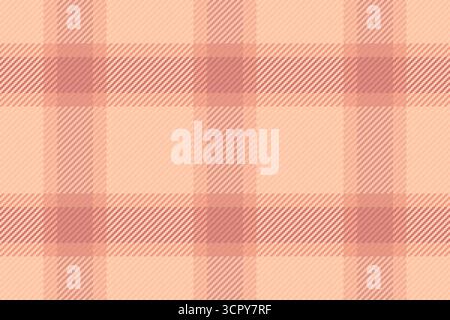 Überlagerter Schottenstoff, Band karierter Check-Vektor. Nahtloses Hintergrundtextil mit Werbemuster in roten und hellen Farben. Stock Vektor