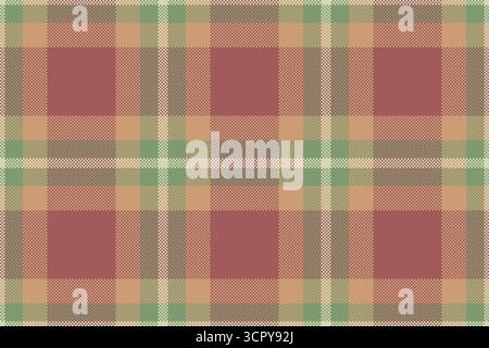 Karomuster mit Schottenmuster und Karomuster im amerikanischen Hintergrund. Fuzzy Textil nahtloser Texturvektor in Rot und Orange Farbpalette. Stock Vektor