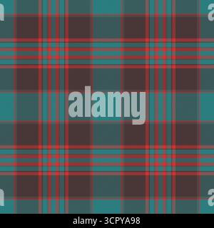 Checker Tartan Muster Textur, T-Stück Vektor Check Hintergrund. Nahtloses Textilgewebe mit Karomuster in Zyan- und Pastellfarben. Stock Vektor