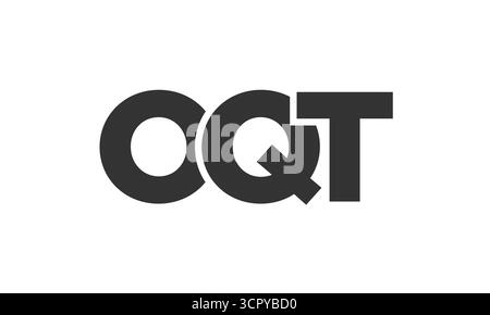 OQT-Logo-Designvorlage mit starkem und modernem Text. Anfänglich basierter Vektorlogotyp mit einfacher und minimaler Typografie. Trendige Firmen-ID Stock Vektor