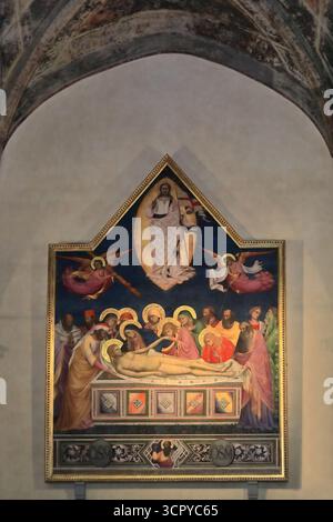 362 Trauer über den toten Christus, Tempera auf Platte von Niccolò Gerini aus dem Jahr 1381-83 in der Kirche Chiesa di San Carlo dei Lombardi. Florenz-Toskana Stockfoto