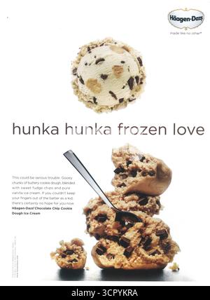 2007 Häagen-Dazs Chocolate Chip Cookie Teig Eis Werbung Stockfoto
