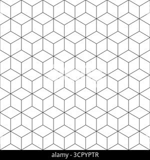 Geometrisches nahtloses Muster. Sich wiederholender abstrakter Hintergrund. Geometrie kann gekachelt werden. Wiederholte kühle schwarze Linie isoliert auf weißem Hintergrund. Prüfdrucke 3D Stock Vektor