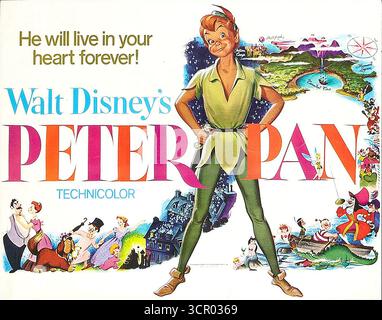 1969 Walt Disney's Peter Pan (1953) erneute Veröffentlichung der Lobby-Karte Stockfoto