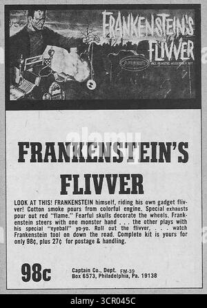 1966 Frankensteins Flivver-Kunststoff-Bausatz-Anzeige, Captain Co Philadelphia Stockfoto