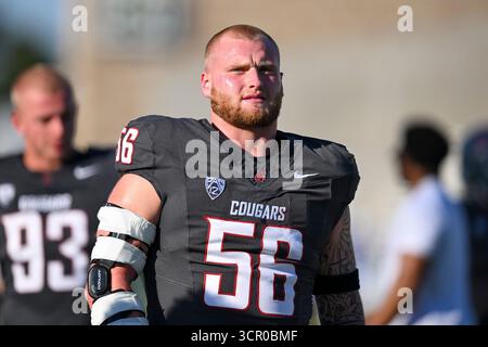 Fort Collins, CO, USA. September 2025. Washington State Defensive End Fernando Lecuona (56) während des College-Football-Spiels zwischen den Washington State Cougars und den Colorado State Rams im Sonny Lubick Field im Canvas Stadium in Fort Collins, CO. (Foto: Kevin Langley/Sports South Media). Quelle: csm/Alamy Live News Stockfoto