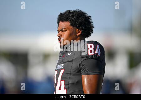 Fort Collins, CO, USA. September 2025. Washington State Defensive End Malachi Wrice (84) während des College-Football-Spiels zwischen den Washington State Cougars und den Colorado State Rams im Sonny Lubick Field im Canvas Stadium in Fort Collins, CO. (Foto: Kevin Langley/Sports South Media). Quelle: csm/Alamy Live News Stockfoto