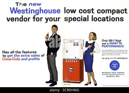 1965 Westinghouse Verkaufsautomat Coca-Cola Werbung Stockfoto