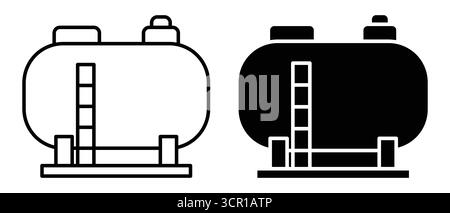 Dieses Vektorbild zeigt einen Industriegasank in Umrissform und Silhouette. Geeignet für den Einsatz in Projekten in den Bereichen Energie, Sicherheit und t Stock Vektor