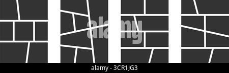 Leere Comic-Panels-Kollektion. Manga-Seitenraster mit leeren Rahmen. Layouts für Storyboard, Moodboard, Poster oder Fotocollage. Vektorgrafik. Stock Vektor