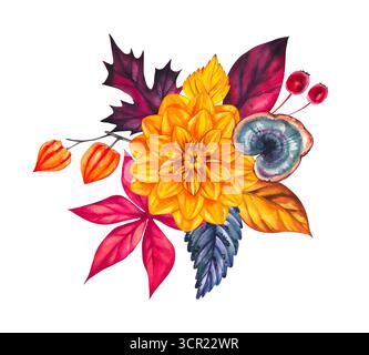 Herbst Aquarell Set Handgezeichnet Aquarell Stockfoto