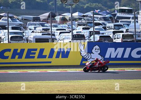 Motegi, Japan. September 2025. Ducati-Fahrer Francesco Bagnaia beim Sprint-Rennen im Mobility Resort Motegi der MotoGP Japan 2025. Quelle: Ranjith Kumar/AFLO/Alamy Live News Stockfoto
