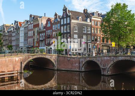 Landschaft von Leidsegracht, einem Kanal in Amsterdam, Niederländisch, Niederlande Stockfoto