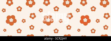 Nahtloses Retro-Muster mit orangefarbenen Blüten Stock Vektor