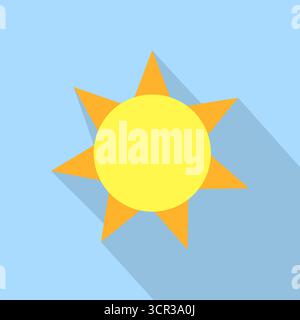 Sonnendarstellung. Heiße Solarkugel. Helle Sonnenlicht-Grafik. Vektorwetter-Symbol. EPS 10. Stock Vektor