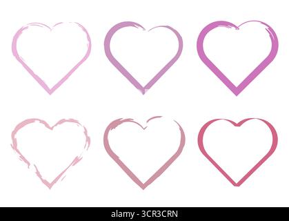 Handgezeichnete Herzen. Skizzensymbol. Pinkfarbene Linie Vektorbild. Künstlerische Umrisse. EPS 10. Stock Vektor