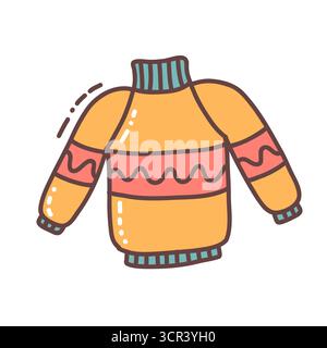 Herbstlicher Pullover, süßes handgezeichnetes saisonales Objekt. Vektorillustration im Doodle-Stil Stock Vektor