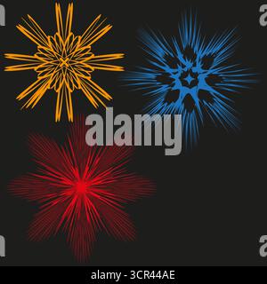 Sternenexplosionsformen. Farbenfrohe Elemente. Abstrakter Vektor. Helles Bewegungsdesign. Stock Vektor