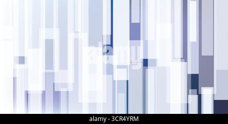 Abstrakter Vektorhintergrund mit vertikalen verlaufenen Rechtecken, dicken Linien in weichen weiß-, Grau- und Blautönen. Modernes geometrisches Design für Digital, dez Stock Vektor
