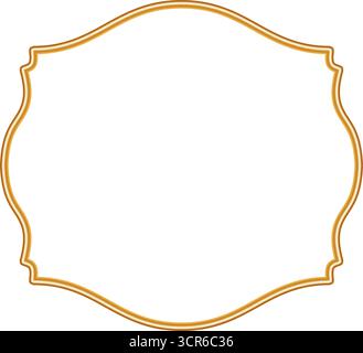 Goldener 3D-Rahmen im orientalischen Stil. Originalgetreuer Zierrand. Indisches luxuriöses Dekoelement, marokkanische Form. Luxuriöses, glänzendes arabisches Fenster. Stock Vektor