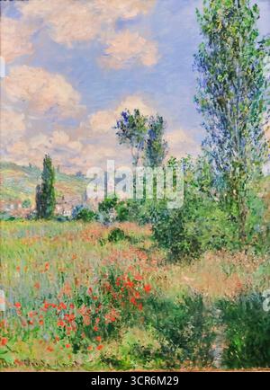 Claude Monet, Blick auf Vétheuil (1880). Stock Vektor