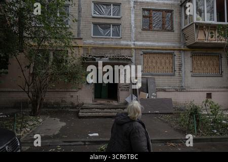 Kiew, Oblast Region, Ukraine. September 2025. Nach einem russischen Angriff auf die Ukraine am 28. September (Foto: © Gaby Schuetze/ZUMA Press Wire) NUR REDAKTIONELLE VERWENDUNG! Nicht für kommerzielle ZWECKE! Stockfoto