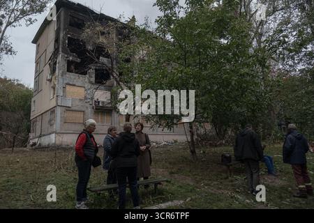 Kiew, Oblast Region, Ukraine. September 2025. Nach einem russischen Angriff auf die Ukraine am 28. September (Foto: © Gaby Schuetze/ZUMA Press Wire) NUR REDAKTIONELLE VERWENDUNG! Nicht für kommerzielle ZWECKE! Stockfoto