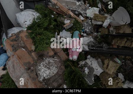Kiew, Oblast Region, Ukraine. September 2025. Nach einem russischen Angriff auf die Ukraine am 28. September (Foto: © Gaby Schuetze/ZUMA Press Wire) NUR REDAKTIONELLE VERWENDUNG! Nicht für kommerzielle ZWECKE! Stockfoto