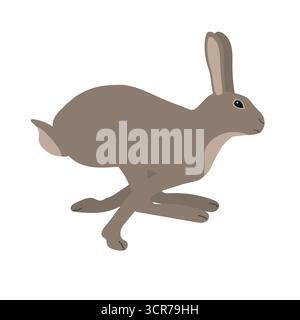 Vektorflacher, handgezeichneter laufender Hase Stock Vektor