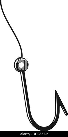 Stachelhaken und Angelschnur Vektor grafische Silhouette Stil Stock Vektor