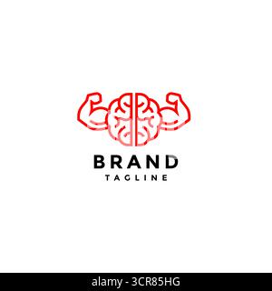 Einfaches, Lustiges Design Mit Geistig Starken Linien. Simple Lines Brain Muscular Logo Design. Stock Vektor