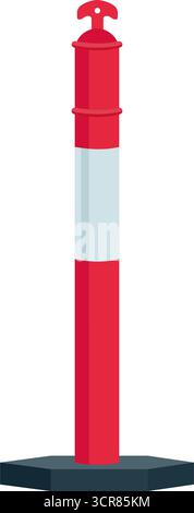 Rotes Plastik t Top-Stil Verkehrspoller Symbol mit reflektierendem Band und Gummisockelvektor Stock Vektor
