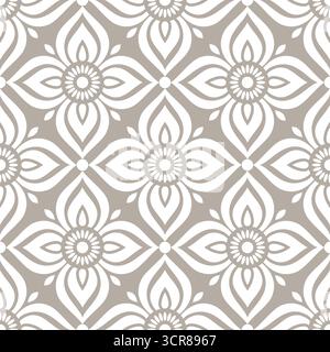 Einfarbiges abstraktes Blumenmuster, gedämpfte Pastellfarben, nahtlose Vektorillustration Stock Vektor