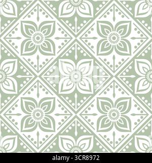 Einfarbiges abstraktes Blumenmuster, gedämpfte Pastellfarben, nahtlose Vektorillustration Stock Vektor