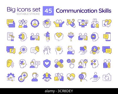 Farbsymbole für Kommunikationsfähigkeiten Stock Vektor