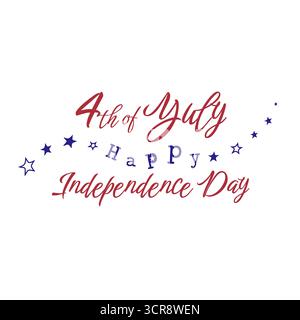 Handschrift des 4. Juli-Unabhängigkeitstages. Handschriftliche Inschrift 4. juli Unabhängigkeitstag für Grußkarte. Happy Independence Day Kalligraph Stock Vektor