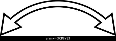 Einfarbig umrissene, doppelseitige Pfeildarstellung. Vektorabbildung der doppelten Pfeilclip-Art. Schwarzer Pfeil nach links und rechts, bidirektional Stock Vektor