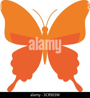 Die orangefarbene Silhouette eines Schmetterlings mit detaillierten Flügeln, ideal für Natur, Schönheit oder dekorative Designelemente Stock Vektor