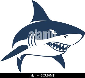 Großer weißer Hai mit offenen Kiefern, ein mächtiges Raubtier-Symbol, ideal für Maskottchen, Logos und Abenteuer von Sportmannschaften Stock Vektor