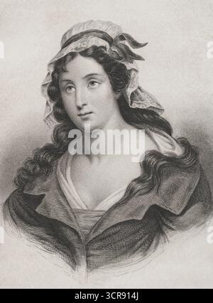 Charlotte Corday (Marie-Anne Charlotte de Corday d'Armont) (1768-1793). Französischer Revolutionär, Sympathisant der Girondins, die Jean-Paul Marat (1743–1793) am 13. Juli 1793 ermordet haben. Hochformat. Gravur. Histoire de la Révolution Francaise (Geschichte der Französischen Revolution), von M. A. Thiers. Band IV. Paris, Furne et Cie, 1845. Stockfoto