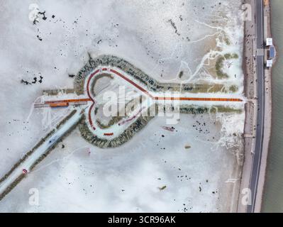 Luftaufnahmen des Salzsees Chaka in der Präfektur Haixi, Provinz Qinghai Stockfoto