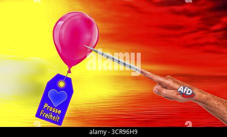 Symbolbild, Freiheit, Pressefreiheit, Journalismus, Journalisten, Politik, Andersdenkende, Grundrechte und Grundfreiheiten, Grundgesetz, Verfassung Stockfoto