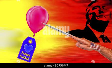 Symbolbild, Freiheit, Pressefreiheit, Journalismus, Journalisten, Politik, Andersdenkende, Grundrechte und Grundfreiheiten, Grundgesetz, Verfassung Stockfoto