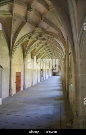 Kloster Bebenhausen, gotischer Kreuzgang, Sakralbau, historisches Gebäude, Architektur, ehemalige Zisterzienserabtei, mittelalterliches Kloster, denkmalgeschütztes Gebäude Stockfoto