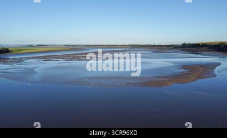 Luftaufnahme des River Mersey bei Ebbe mit freiliegenden Sandbänken Stockfoto