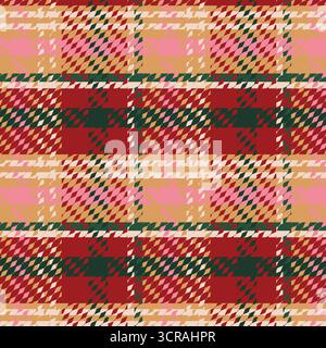 Nahtloses Karomuster in Weihnachtsrot, Grün, Pink und Beige. Schottenmuster mit Karomuster für Print, Stoffe und Textil Stock Vektor
