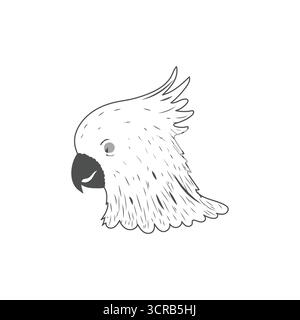 Manuell gezeichneter Kakadu oder Sittich Vogelkopf Illustration Vektor Stock Vektor