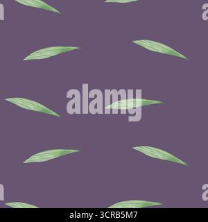Nahtloses Muster der Irisblätter. Handgemachte Aquarellillustration. Für Verpackungsdesign, Karten, Cover, Ausdrucke, Produktetiketten und Stoff. Stockfoto