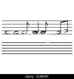 Abbildung der Notennotizen. Personal, Dreifachschlüssel Vektormelodiesymbol. Musikalisches Kompositionskonzept. EPS 10. Stock Vektor