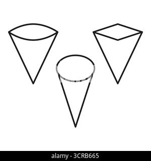 Geometrische Kegelobjekte. Dreidimensionale Figur. Abstraktes Pyramidensymbol. Abbildung der Vektorform. EPS 10. Stock Vektor